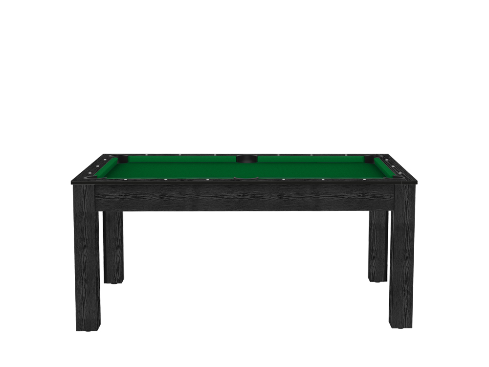 Billard Texas 6 pieds convertible en table à manger - 6 personnes - Coloris noir boisé tapis vert