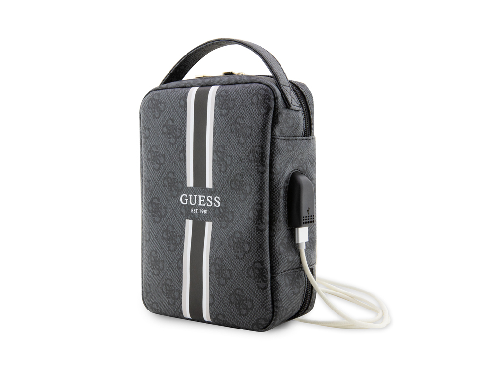 Sacoche de voyage USB Guess - Modèle Stripe 4G - Noire