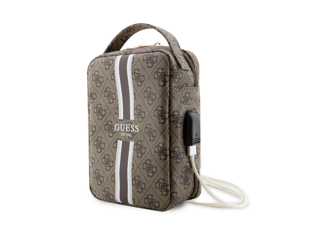 Sacoche de voyage USB Guess - Modèle Stripe 4G - Marron