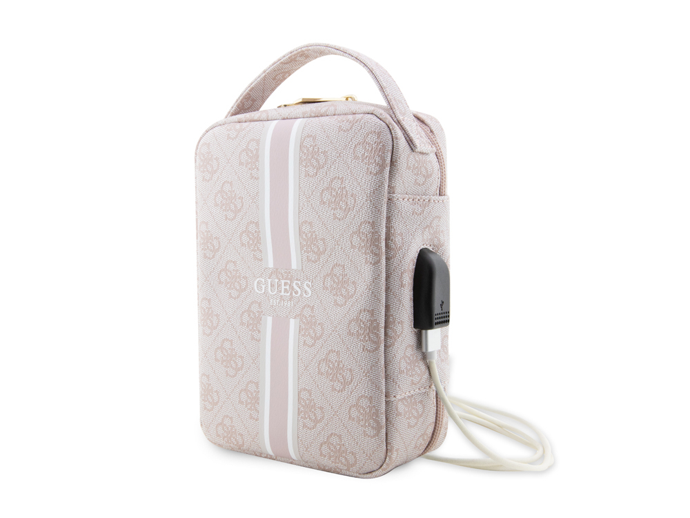 Sacoche de voyage USB Guess - Modèle Stripe 4G - Rose
