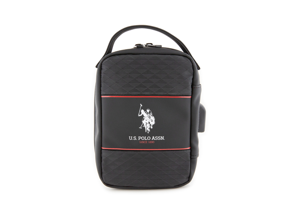 Sacoche de voyage USB U.S. Polo - Modèle Middle Stripe - Noire