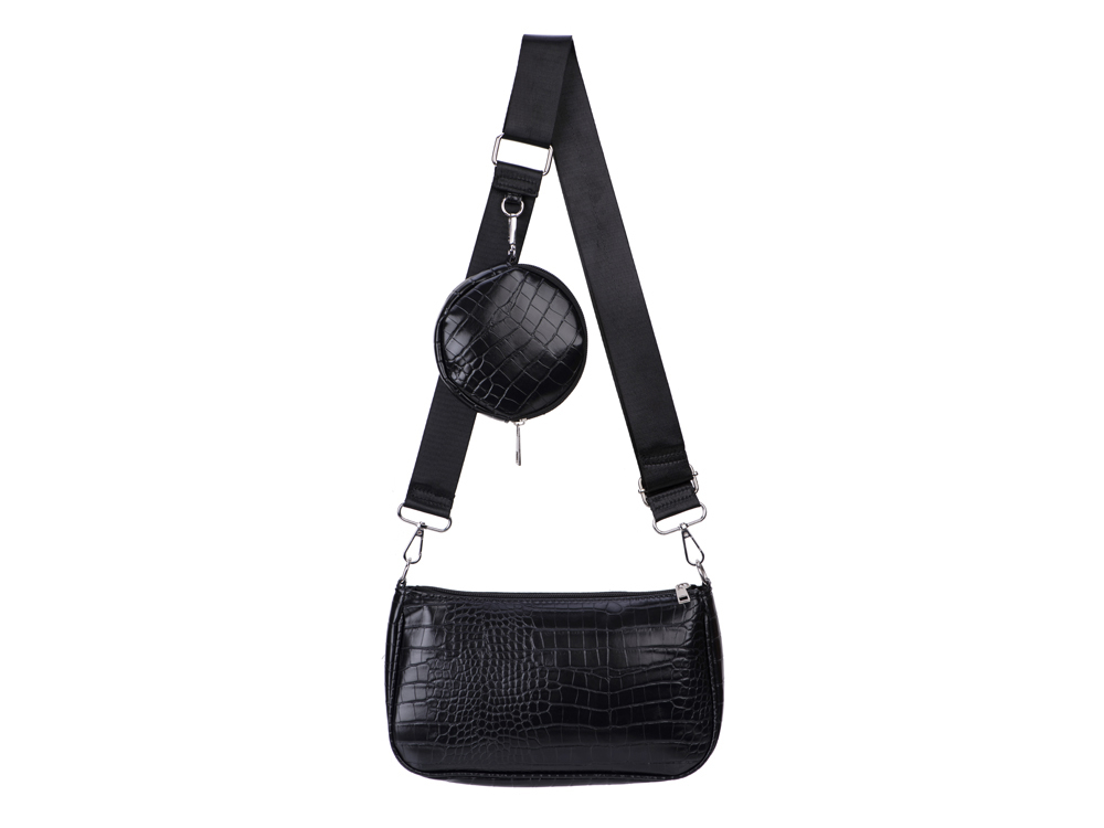 Sac bandoulière avec pochette ronde - Modèle Ancolis - Noir