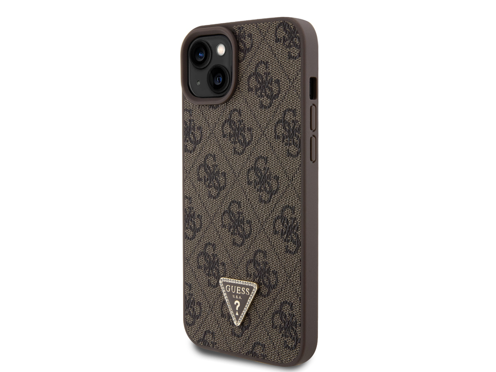 Coque Guess Triangle Strass 4G pour iPhone 15 Plus - Marron