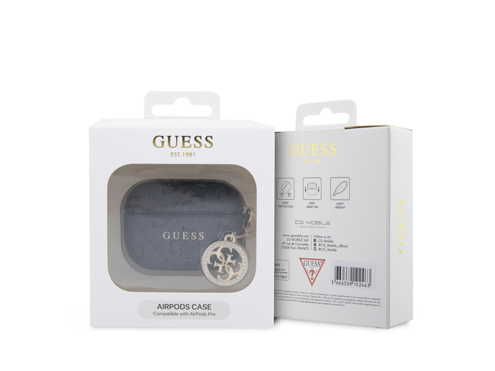 Protection Guess 4G Script avec Charm pour AirPods Pro - Noire