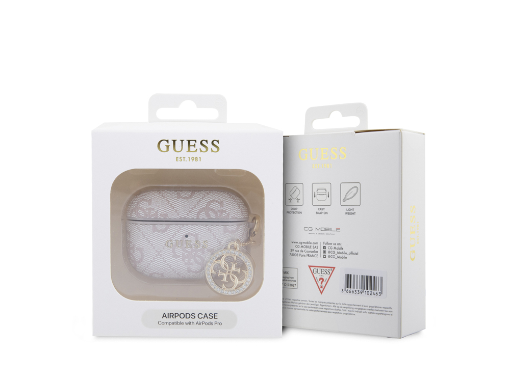 Protection Guess 4G Script avec Charm pour AirPods Pro - Rose