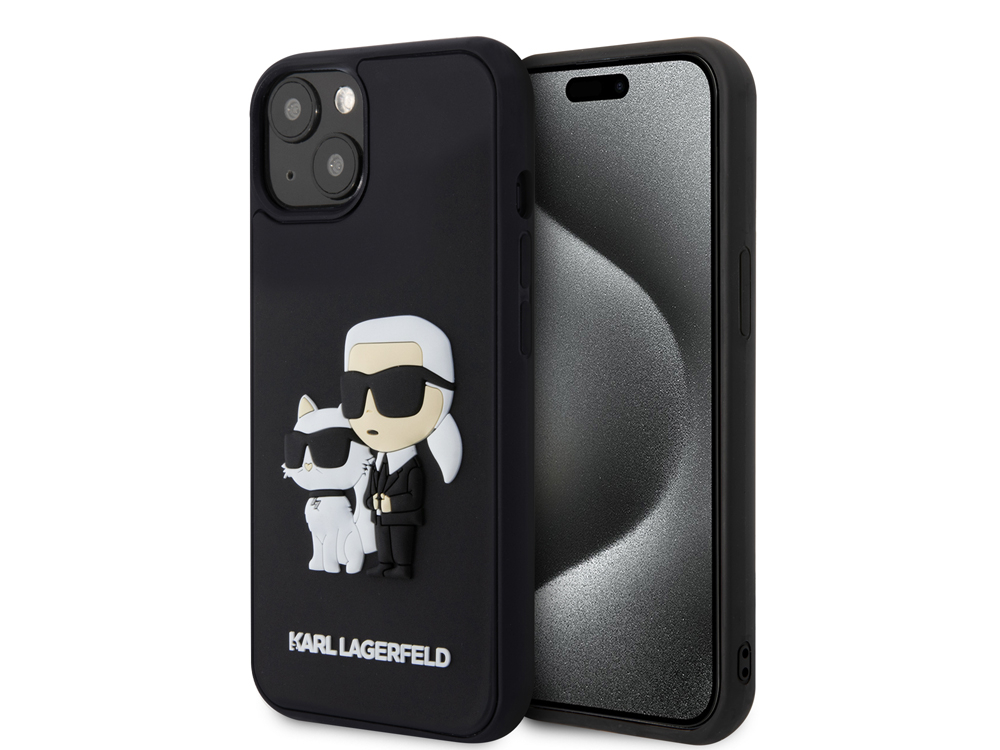 Coque Karl Lagerfeld 3D Rubber Karl et Choupette pour iPhone 15 Plus