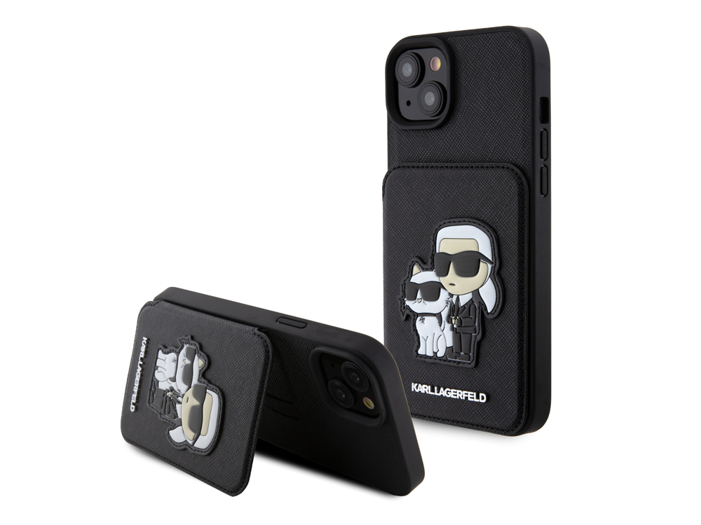 Coque Karl Lagerfeld Saffiano avec porte-cartes pour iPhone 15 Plus