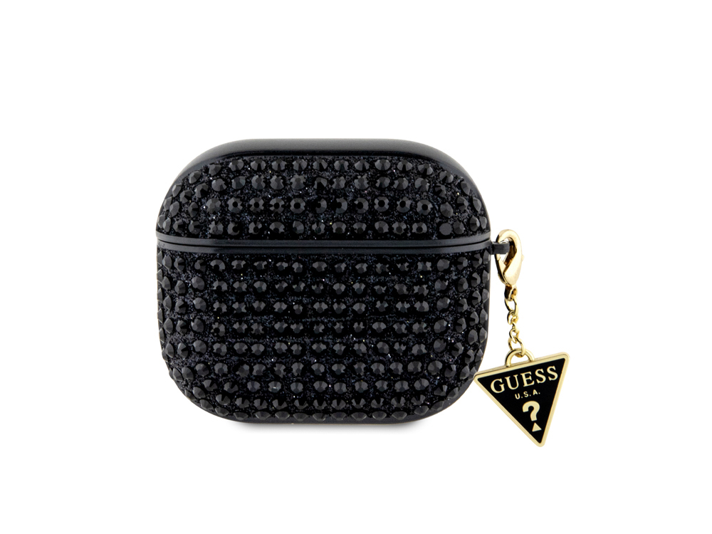 Protection Guess 4G Diamond avec Charm Triangle pour AirPods 3 - Noire