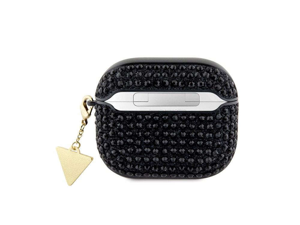 Protection Guess 4G Diamond avec Charm Triangle pour AirPods 3 - Noire