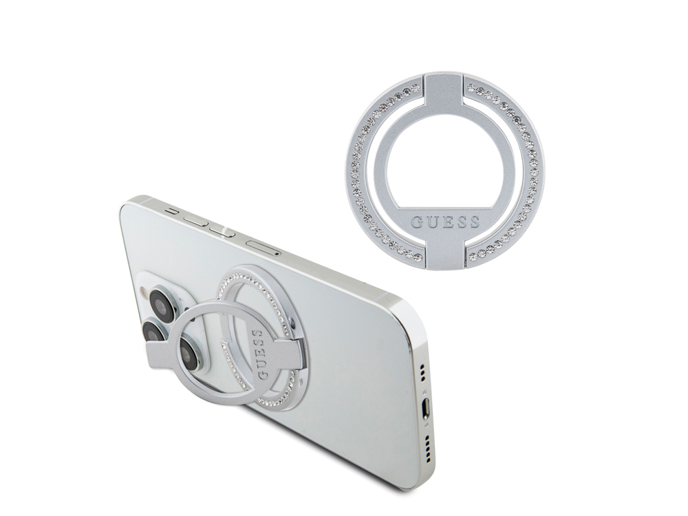 Anneau de support Guess Magsafe 360° orné de strass - Argent