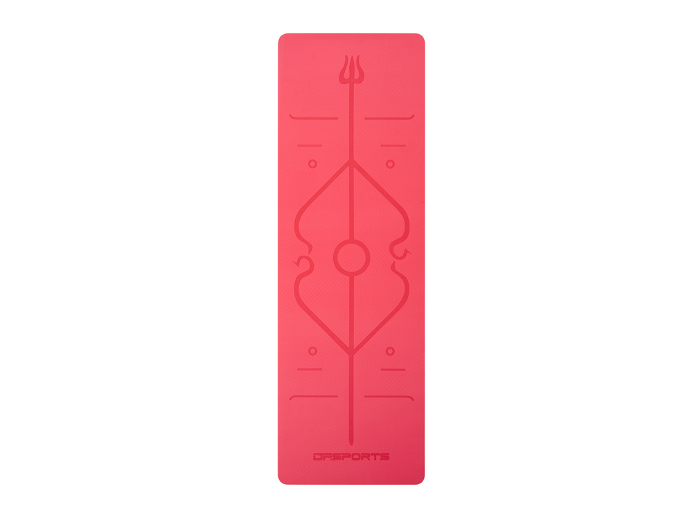 Tapis de Yoga DF SPORTS antidérapant 183x61x0.6cm avec housse - Modèle Nirvana - Rouge