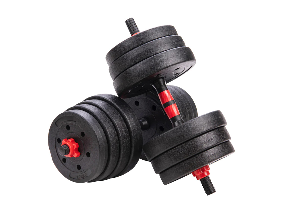Haltères modulables 2en1 avec barre d'extension 26.5Kg