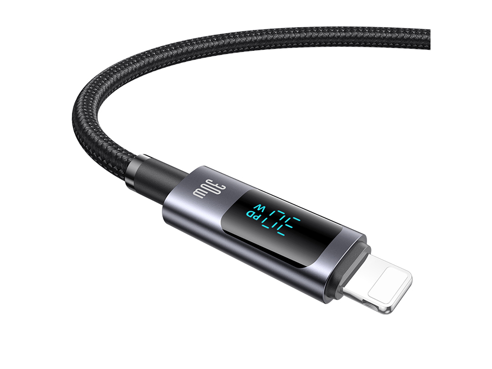Câble de chargement 30W Type-C à Lightning 1.2m - Modèle Display SF - Noir