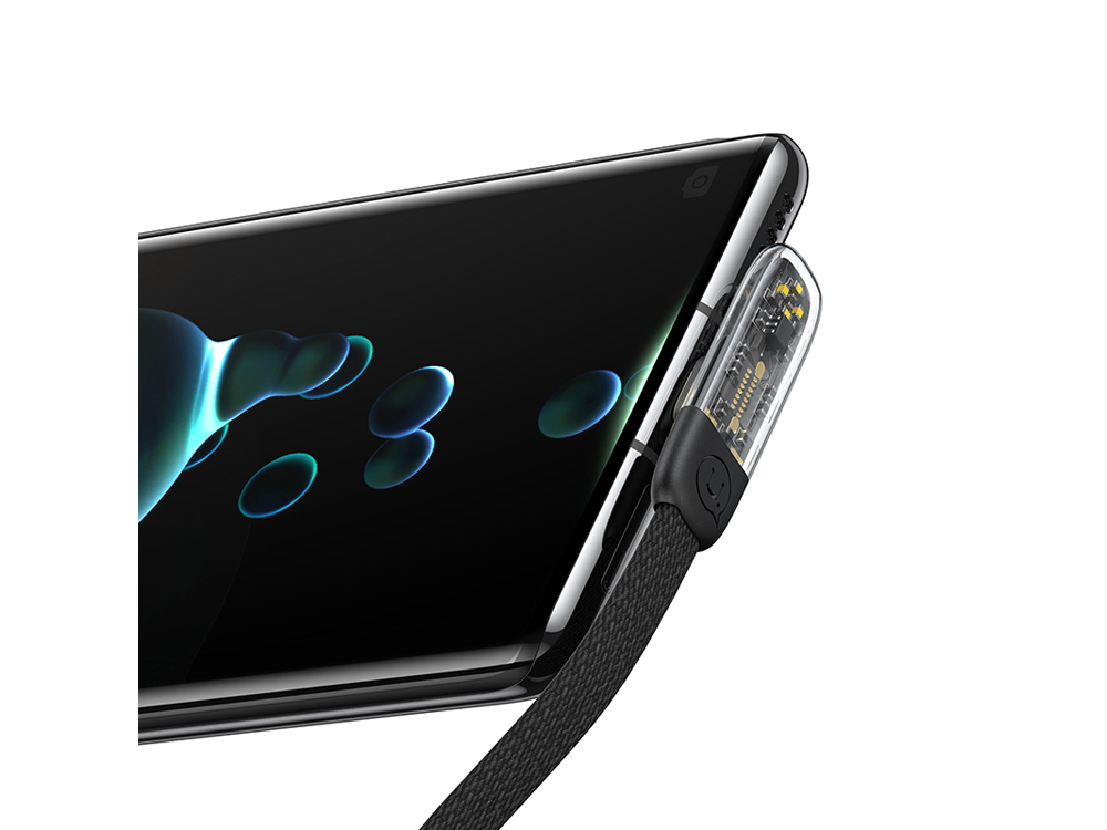 Câble de chargement 66W USB-A à Type-C 1.2m Angle 90 - Modèle Iceflake - Noir