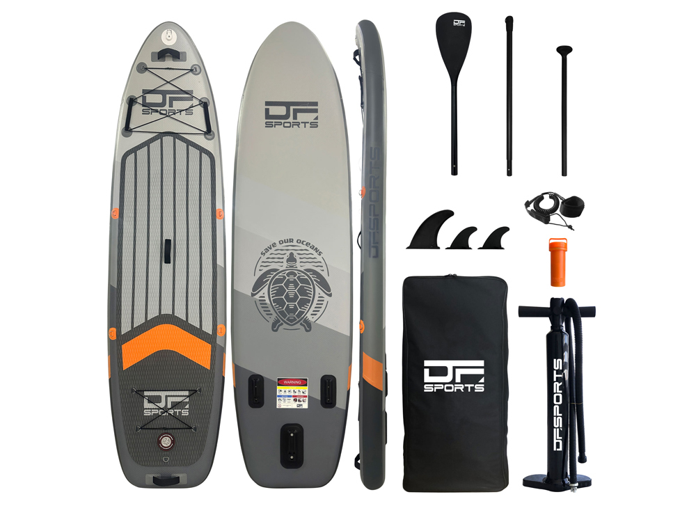 Paddle gonflable 320cm DF SPORTS avec pack accessoires - Modèle Palawan - Gris