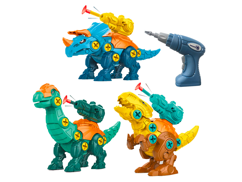 Dinosaures 3en1 à assembler avec visseuse et cible