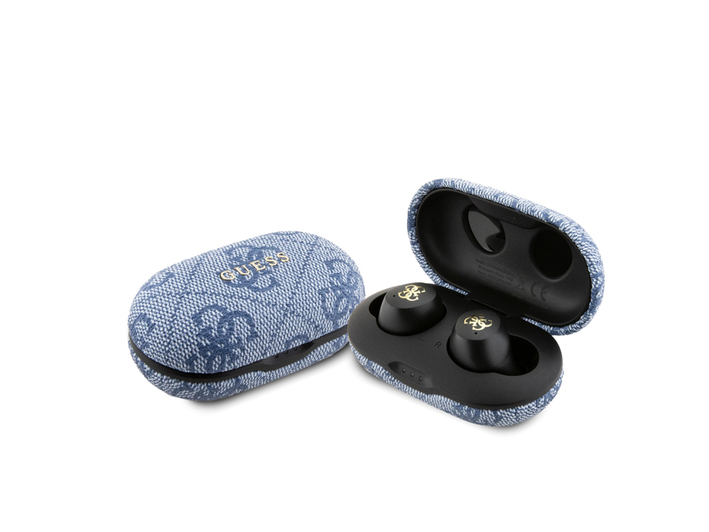 Ecouteurs Bluetooth 5.3 Guess 4G tactiles avec étui de chargement - Bleu