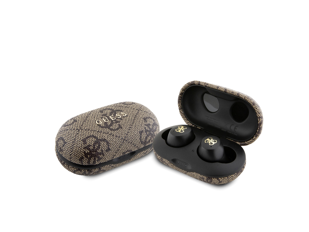 Ecouteurs Bluetooth 5.3 Guess 4G tactiles avec étui de chargement - Marron