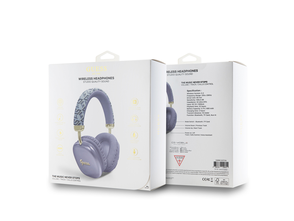 Casque Bluetooth 5.3 Guess Gcube - Lavande