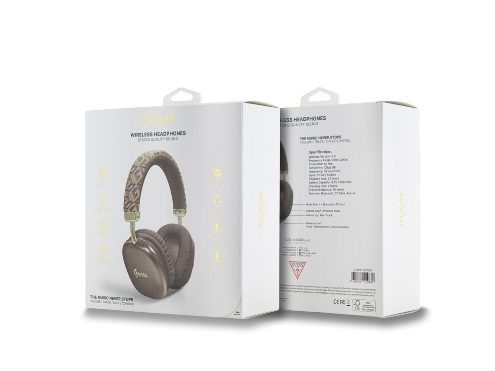 Casque Bluetooth 5.3 Guess Gcube - Marron