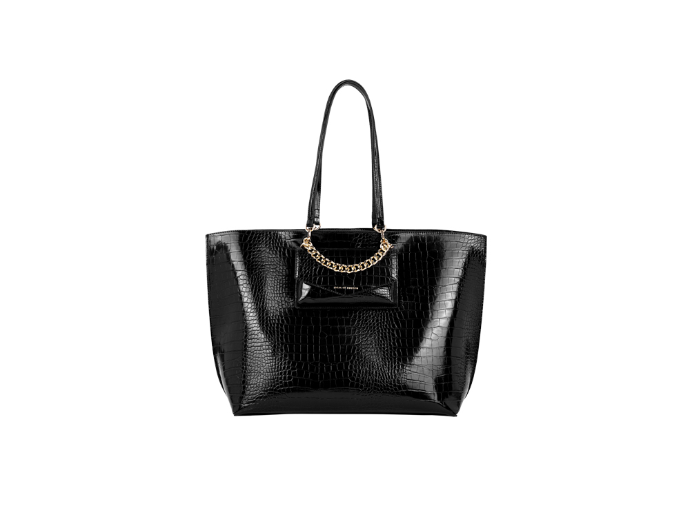 Sac IDEAL OF SWEDEN cabas avec pochette détachable - Modèle Tulip - Neo Noir Croco Recyclé