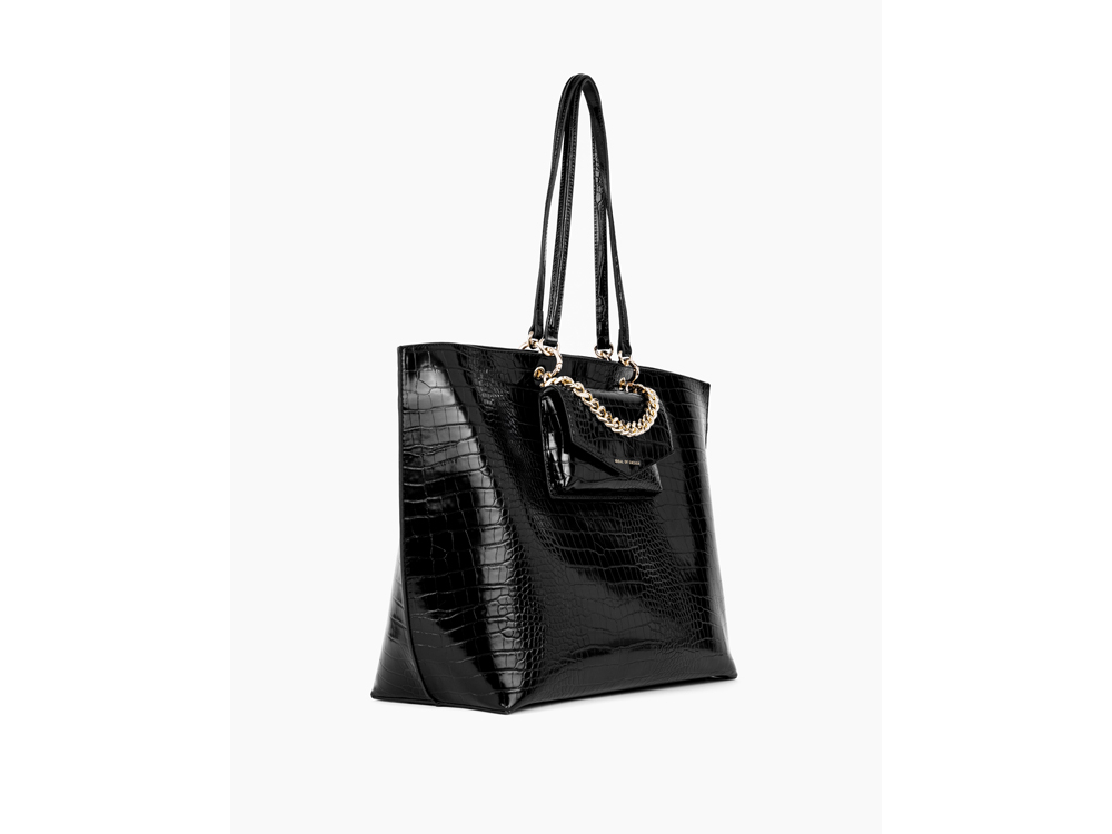 Sac IDEAL OF SWEDEN cabas avec pochette détachable - Modèle Tulip - Neo Noir Croco Recyclé