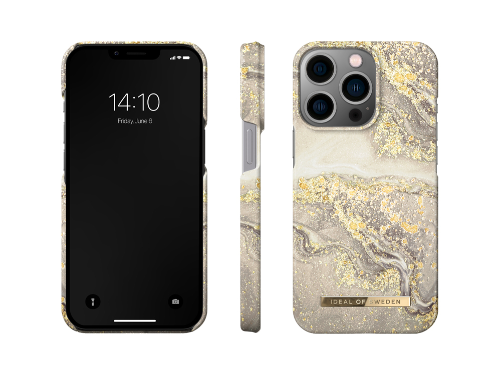 Coque IDEAL OF SWEDEN pour iPhone 13 Pro - Modèle Sparkle Greige Marble