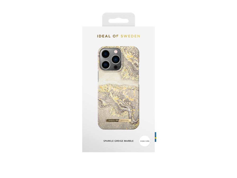 Coque IDEAL OF SWEDEN pour iPhone 13 Pro - Modèle Sparkle Greige Marble