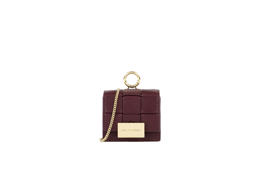 Mini sac IDEAL OF SWEDEN pour AirPods - Modèle Braided - Burgundy