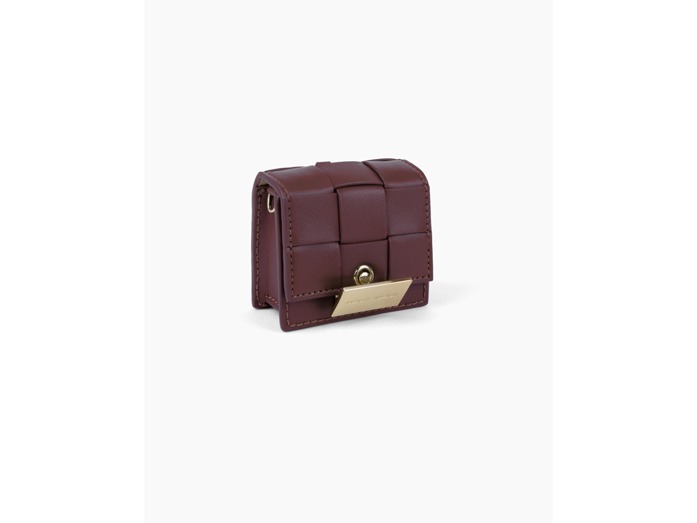 Mini sac IDEAL OF SWEDEN pour AirPods - Modèle Braided - Burgundy