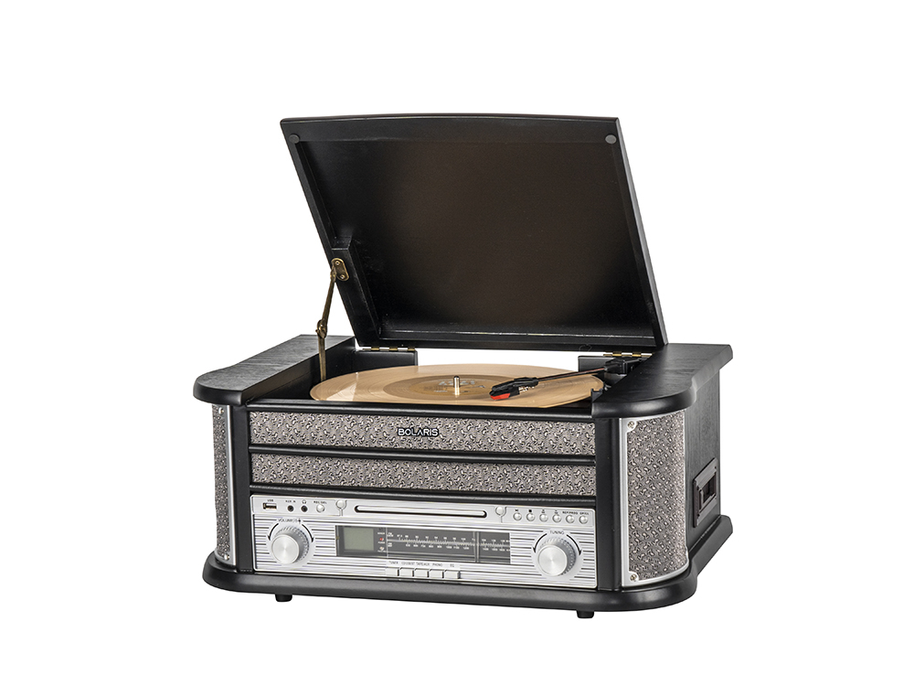 Platine vinyle Bolaris Bluetooth CD K7 AM / FM 5 W - Modèle Cambridge - Coloris Noir