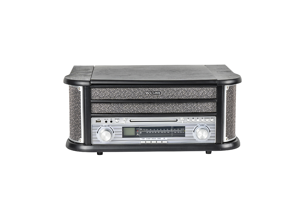 Platine vinyle Bolaris Bluetooth CD K7 AM / FM 5 W - Modèle Cambridge - Coloris Noir