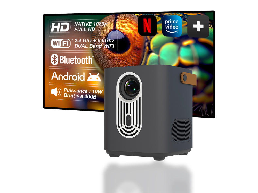 Vidéo projecteur Bolaris 1080P FullHD 10 W Android Wifi Bluetooth - Modèle Cannes