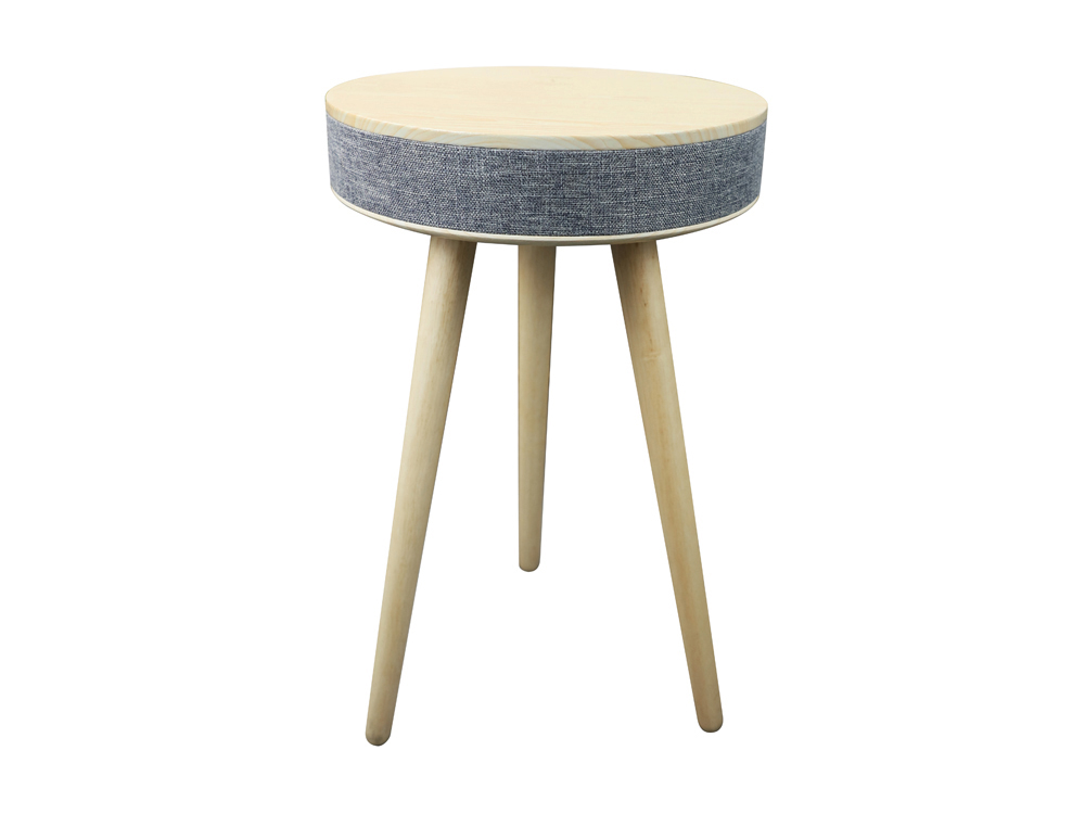 Table d'appoint en bois avec système audio Bluetooth et charge sans fil Bolaris - Modèle Budapest - Coloris Hêtre