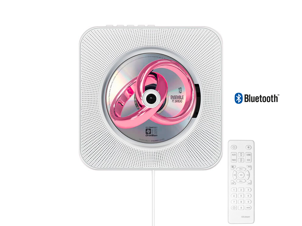 Lecteur CD mural avec fonction Bluetooth et télécommande Bolaris - Modèle Cancale - Coloris Blanc