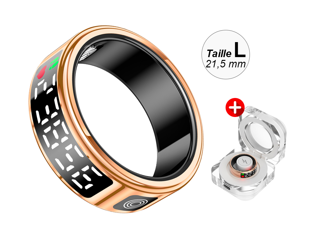 Bague connectée Eko avec écrin cristallin - Modèle Diana - Coloris Or rose - Taille L