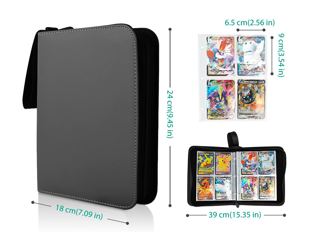 Lot de 2 Portfolios classeurs pour cartes à collectionner - 400 emplacements - Coloris Noir