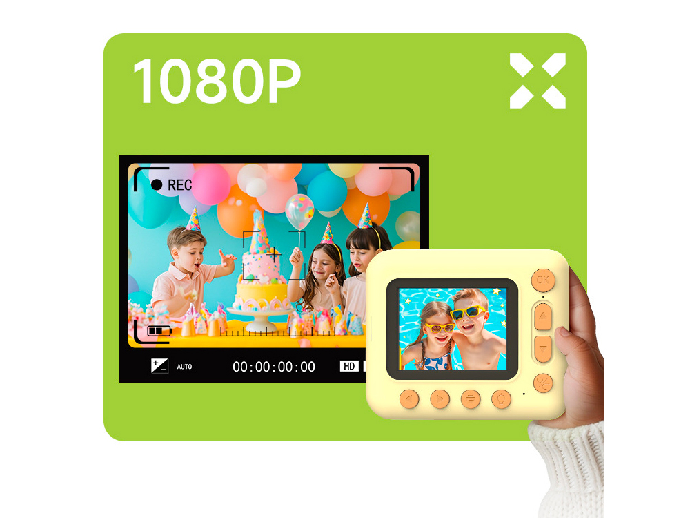 Appareil photo numérique enfant avec impression instantanée et accessoires - Modèle Instakid - Coloris Bleu