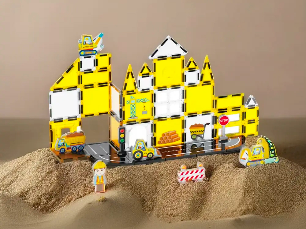 Jeu de construction magnétique - Thème Chantier - 47 pcs