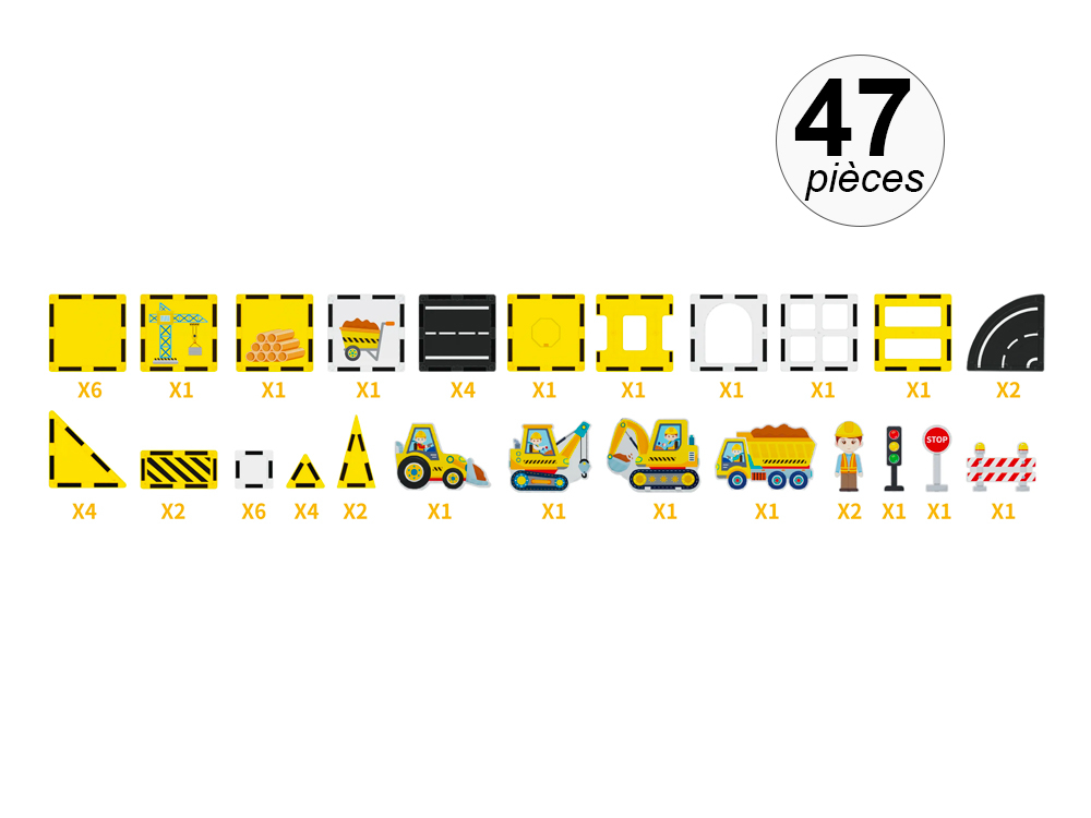 Jeu de construction magnétique - Thème Chantier - 47 pcs