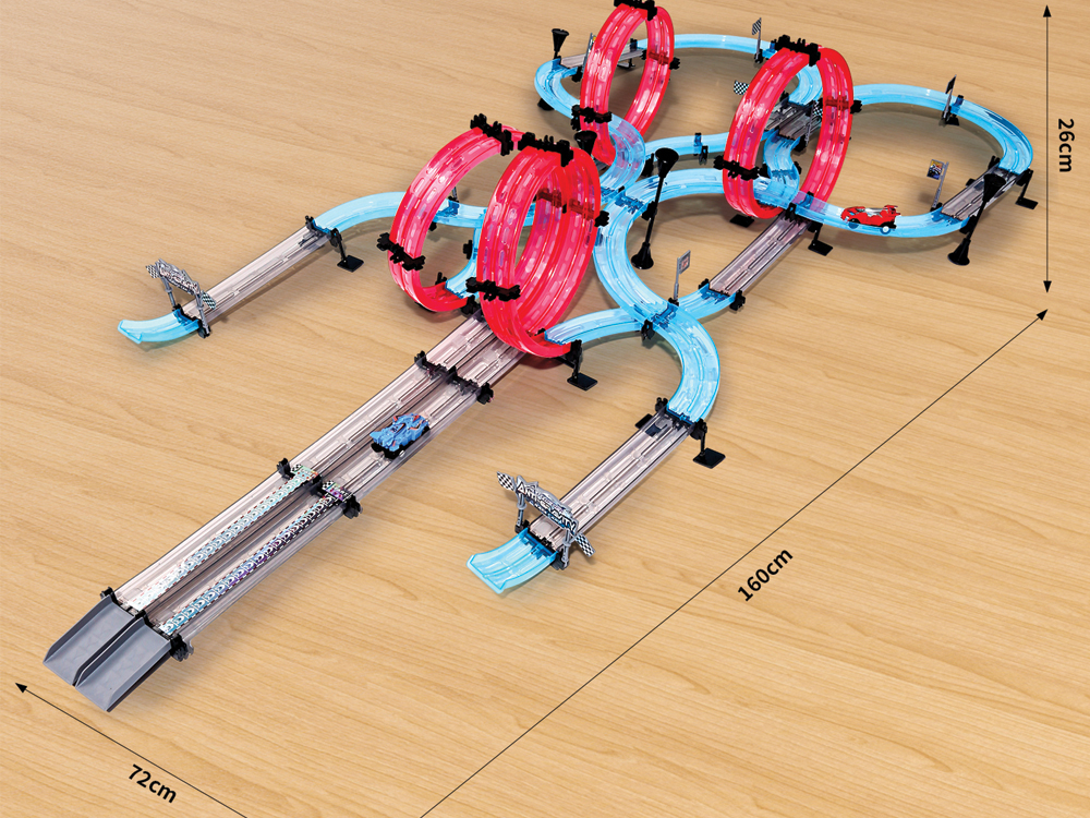 Circuit de course pour voitures à friction - Longueur de piste 984 cm