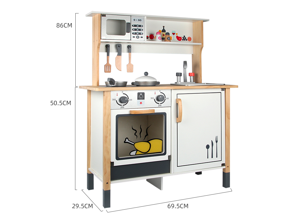 Cuisine en bois avec accessoires
