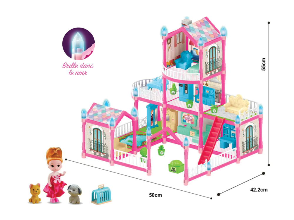 Maison de poupées 55 cm 192 pcs à assembler
