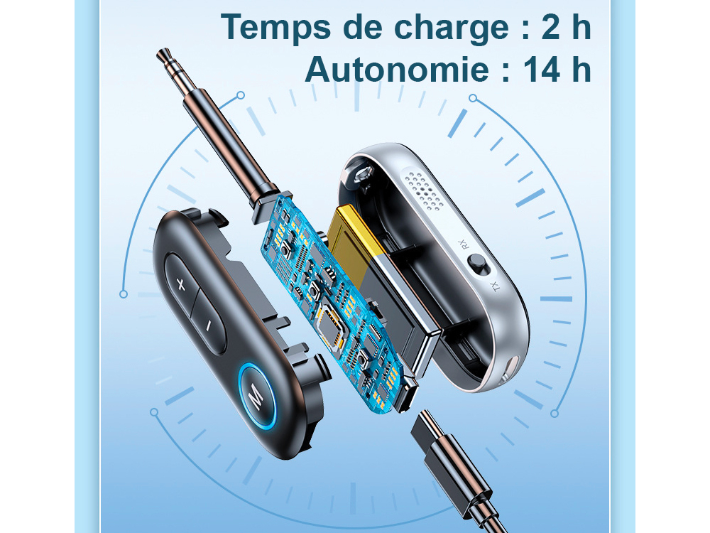 Module Bluetooth 5.3 jack 3,5 mm avec adaptateur en vol