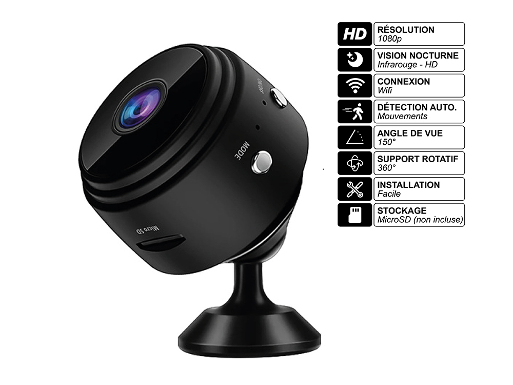 Mini caméra espion 1080p Wifi - Modèle Xspy