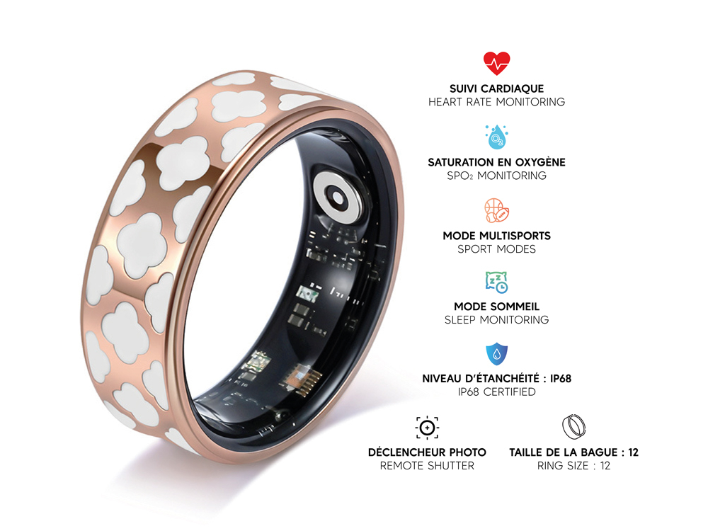 Bague connectée Mogie.avec étui - Modèle Ursa - Coloris Or Rose - Taille 12