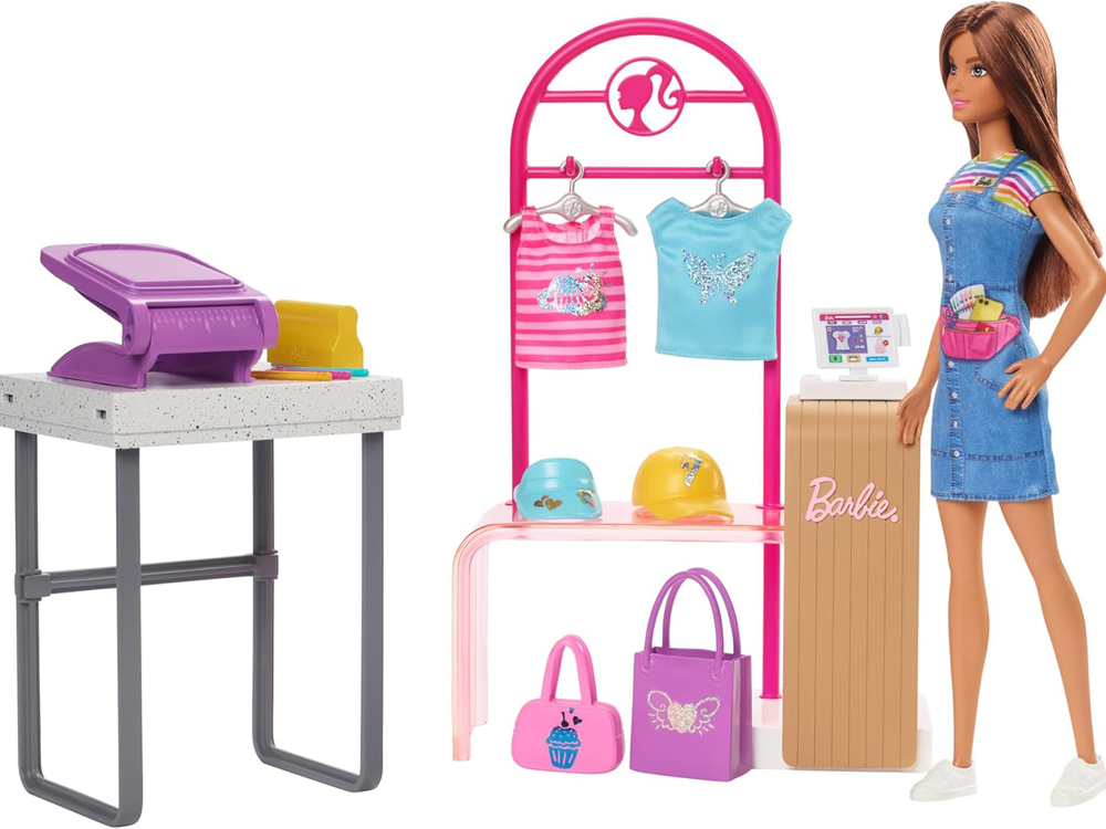 Barbie - Coffret Boutique Créations avec Portant et accessoires