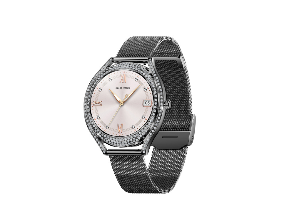 Montre connectée EKO-Diamond - Coloris Noir (Bracelet milanais en acier inoxydable)
