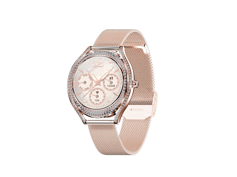 Montre connectée EKO-Diamond - Coloris Rose (Bracelet milanais en acier inoxydable)