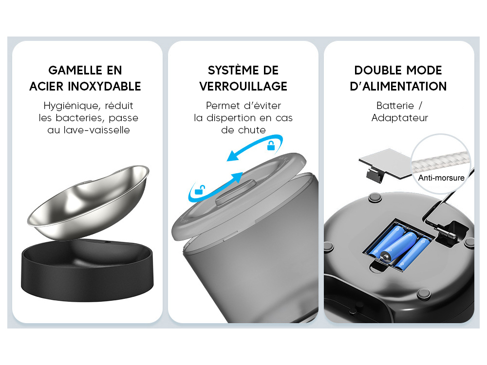 Distributeur de croquettes automatique 4L Wifi - Modèle Foodies Smart - Coloris Noir
